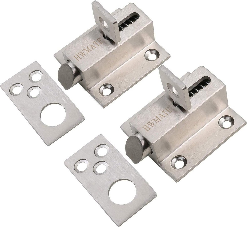 Stainless Steel Security Automatic Gate Door Lock Spring Load Bolt Latch 2 Pack