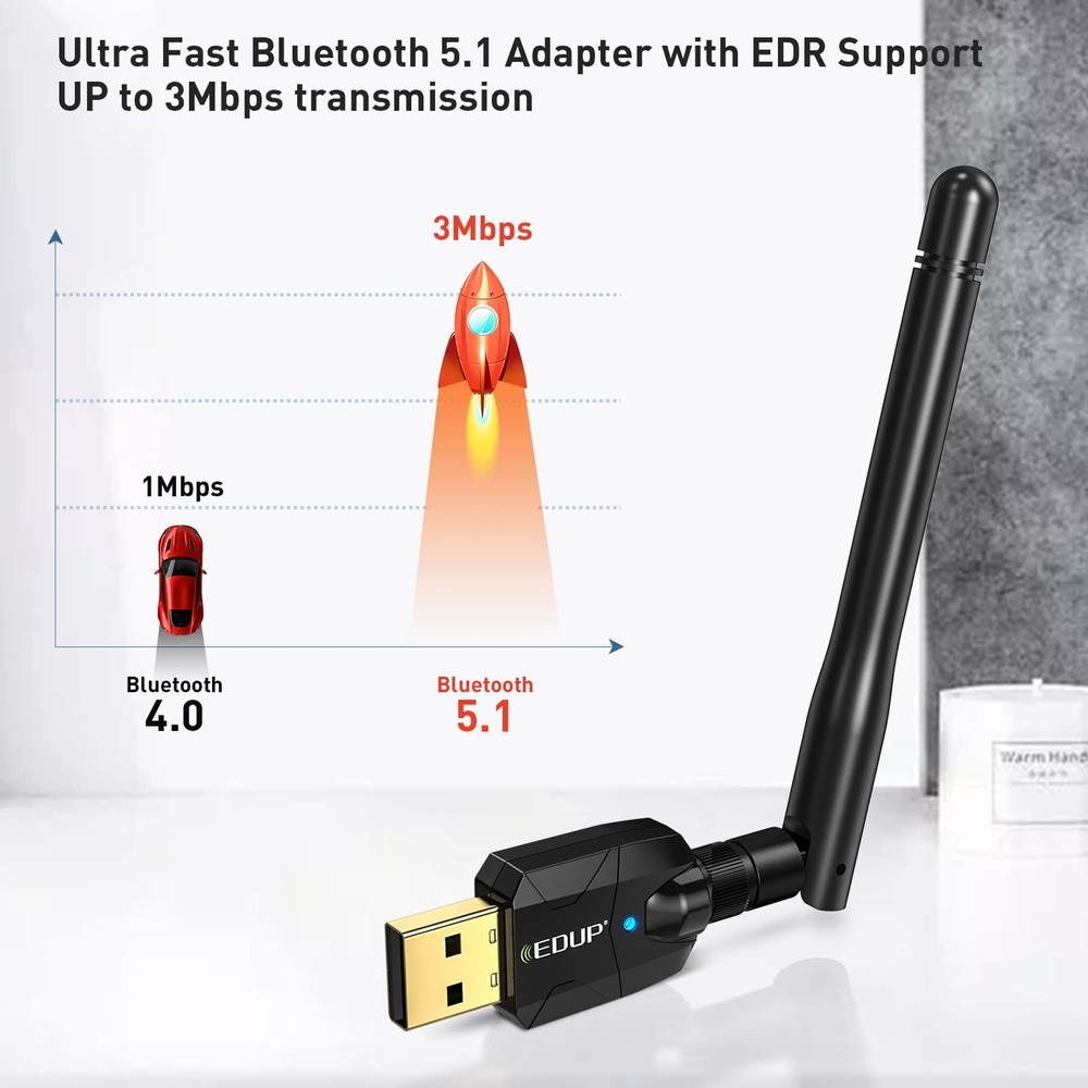Long Range USB Bluetooth 5.1 Adapter for PC Black