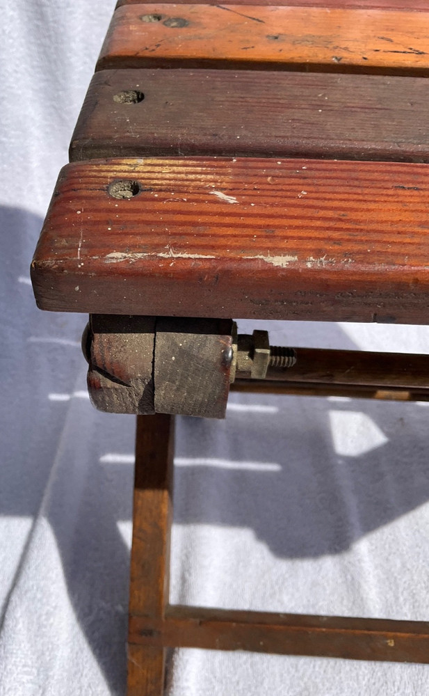 Vintage Folding Wooden Step Stool Seat