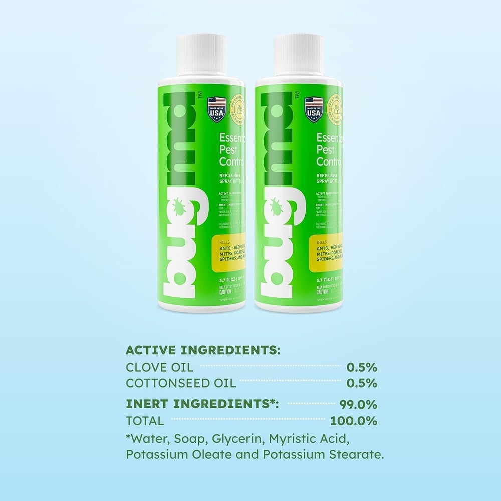 Pack of Two - BUG MD Essential Oils Concentrate 3.7 Oz Safely Kills Bugs x2