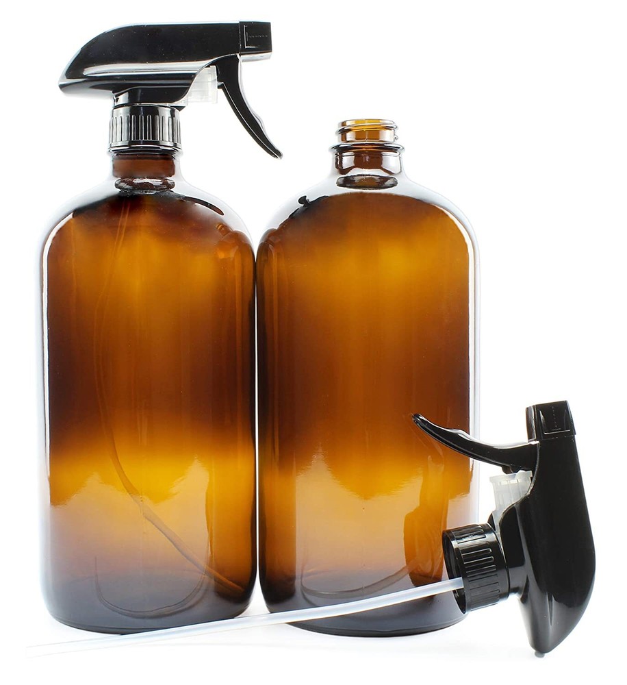 32oz Glass Spray Bottles, Quart w/ 3-Setting Adjustable Trigger Sprayers