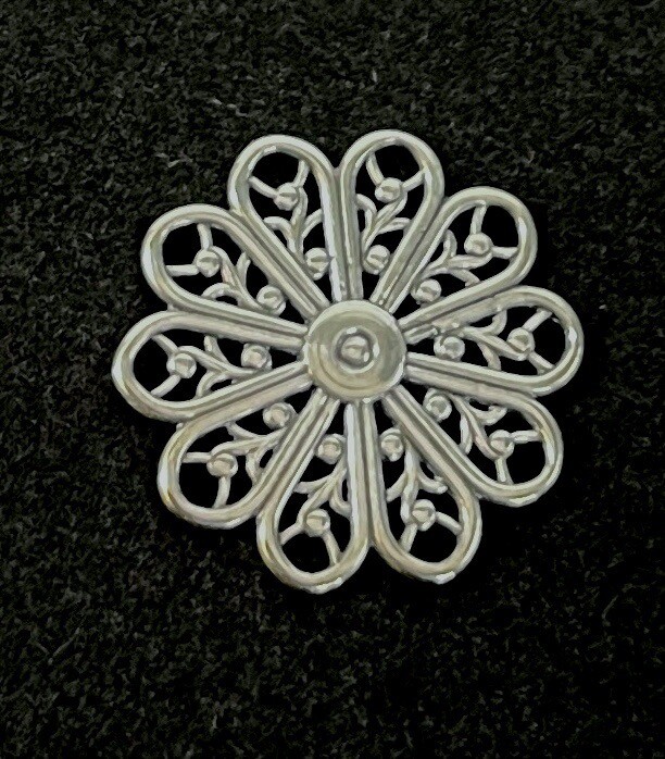 STERLING SILVER ROUND FILIGREE COMPONENT Made In USA .925