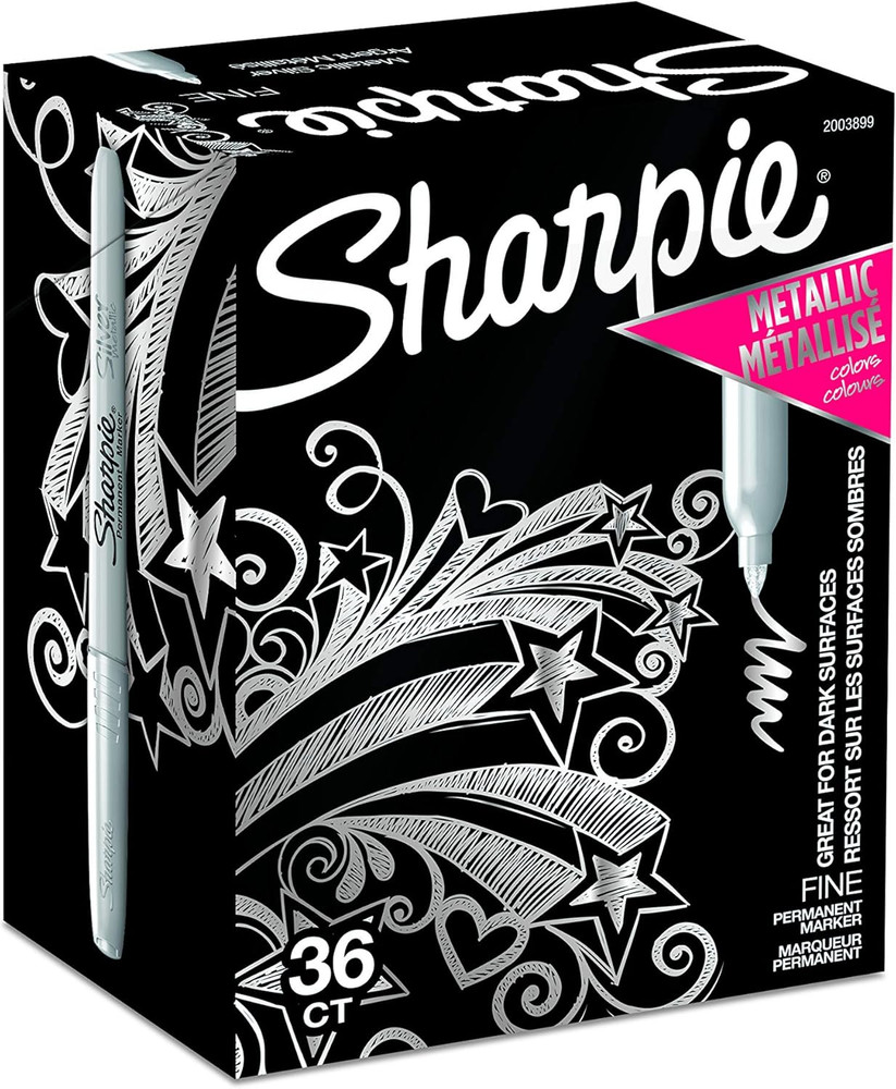 Sharpie Metallic Permanent Markers, Fine Point, Metallic Silver, 36 Count