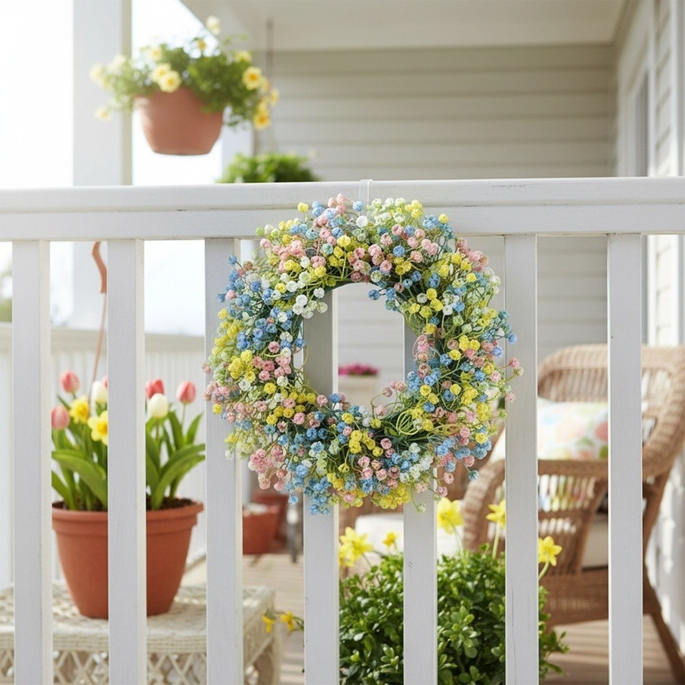 Artificial Wreath for Easter Spring Decor with Plastic Eucalyptus Leaves