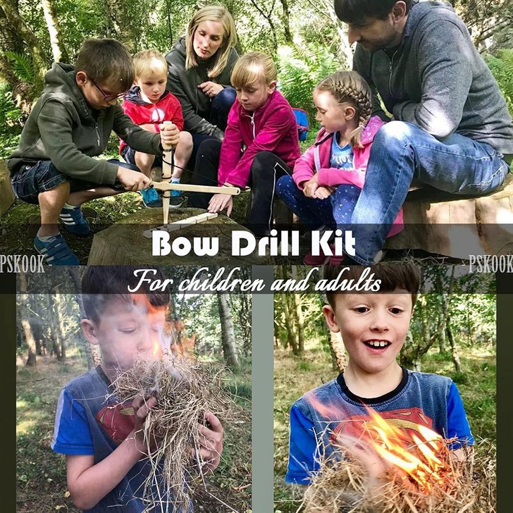 Bow Drill Fire Starter Kit: Bamboo Tool for Wilderness Survival Training