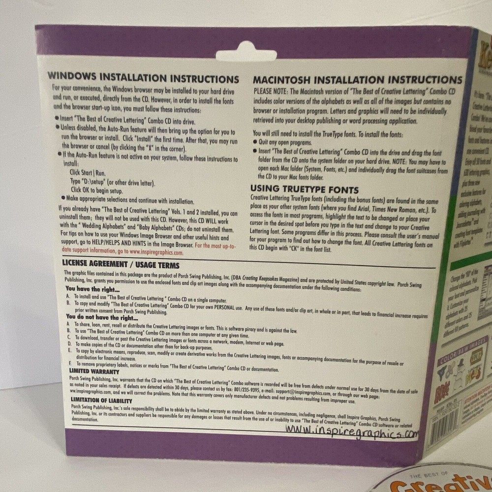 CREATIVE LETTERING COMBO - Keepsakes WIN/MAC CD-ROM 1999 2000