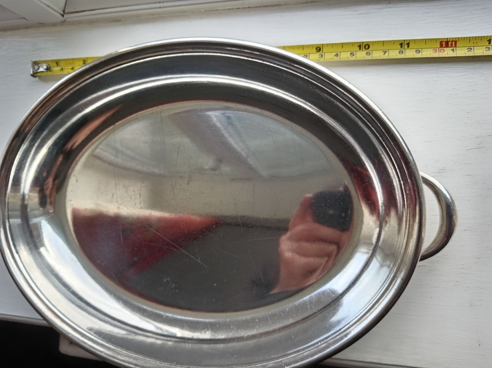 Silver plated twin handled 33 centimetre handle to handle bowl.