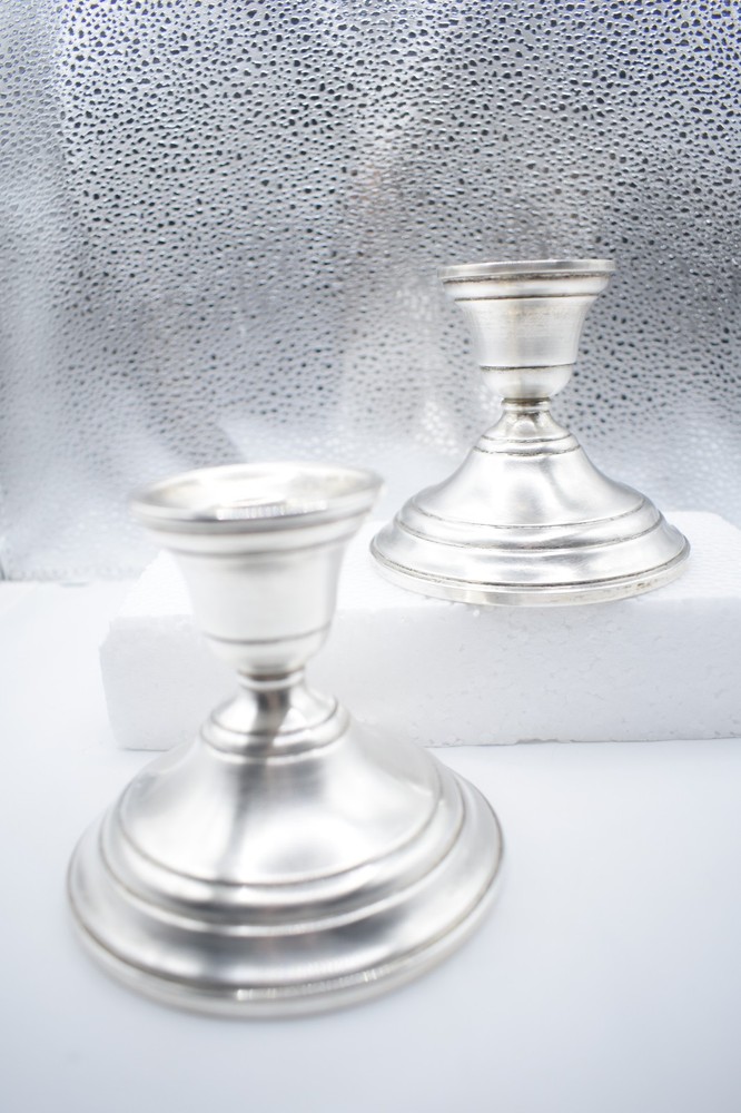 Vintage Sterling Silver Weighted Candlesticks Pair