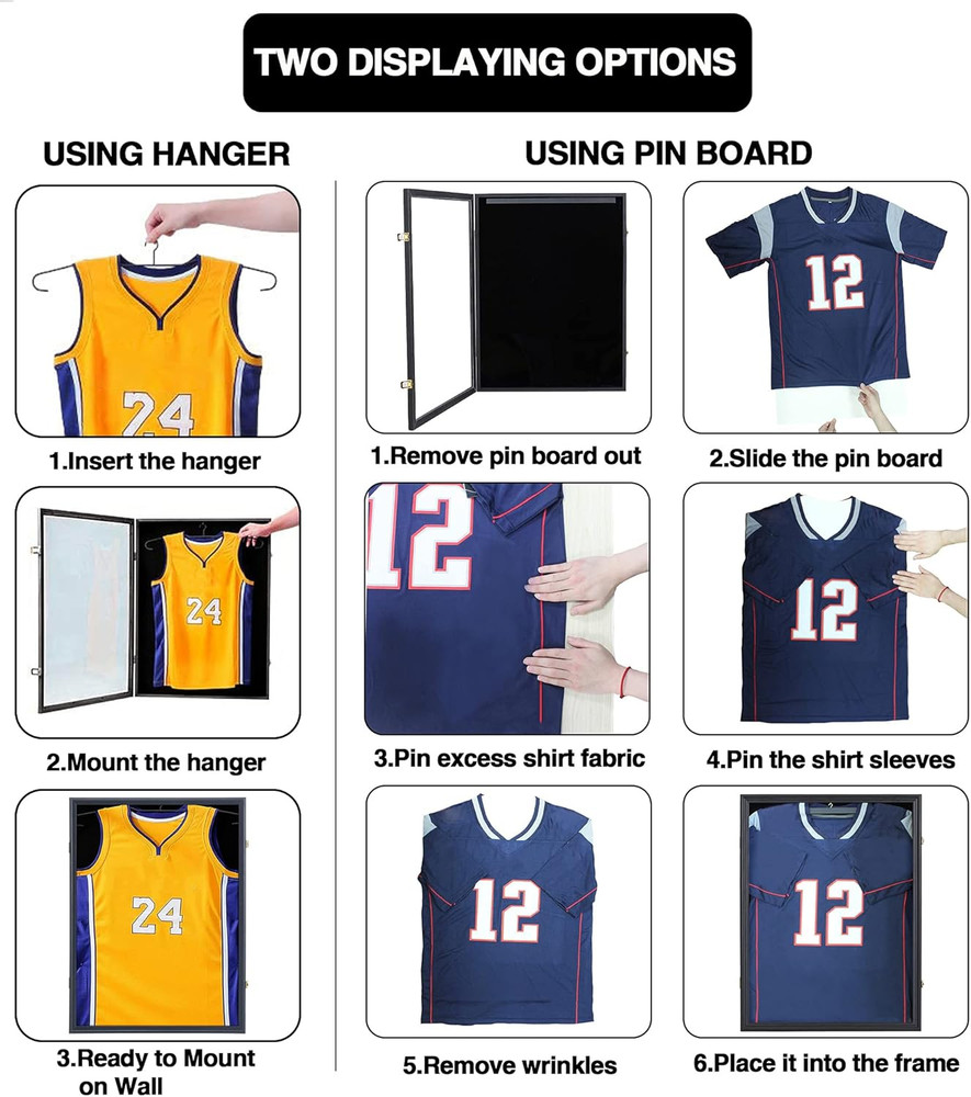 Jersey Frame Display Case, Large Lockable Shadow Box Sports Jersey Frame with UV