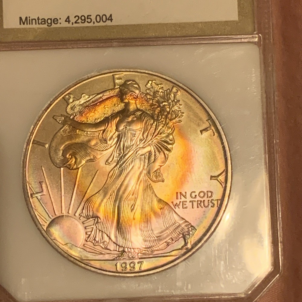 1997 American Silver Eagle $1 PCI MS70 Beautiful Toner