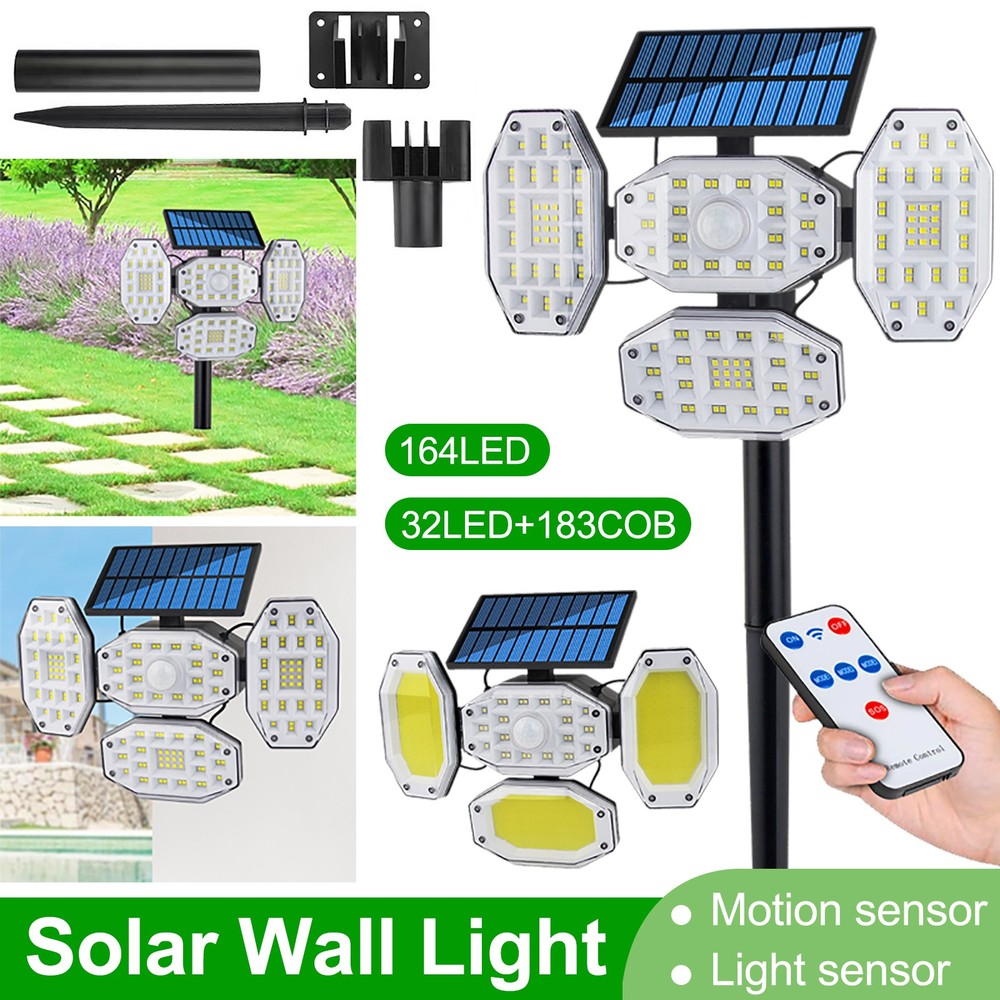 Solar Motion Sensor Lights, LED Security Lights for Wall Pathway Patio Yard US