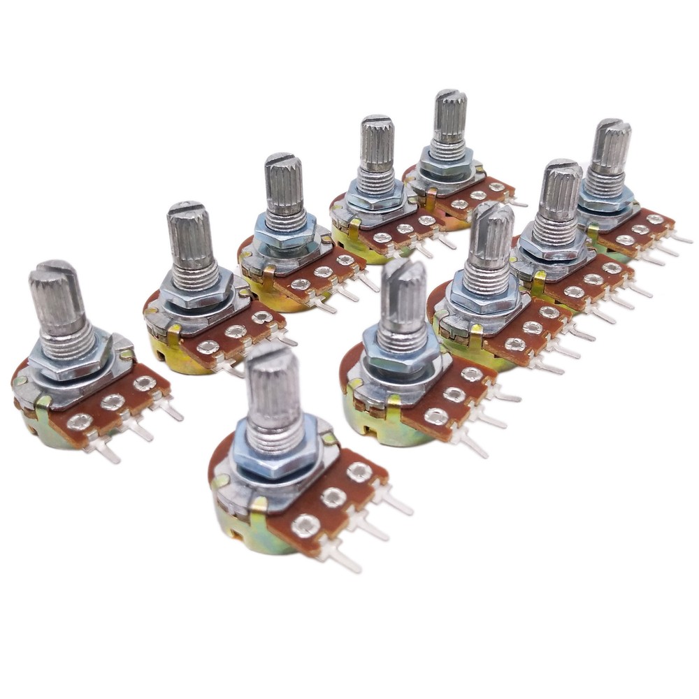 10pcs 100K ohm Linear Taper Rotary Potentiometer Panel pot B100K 20mm