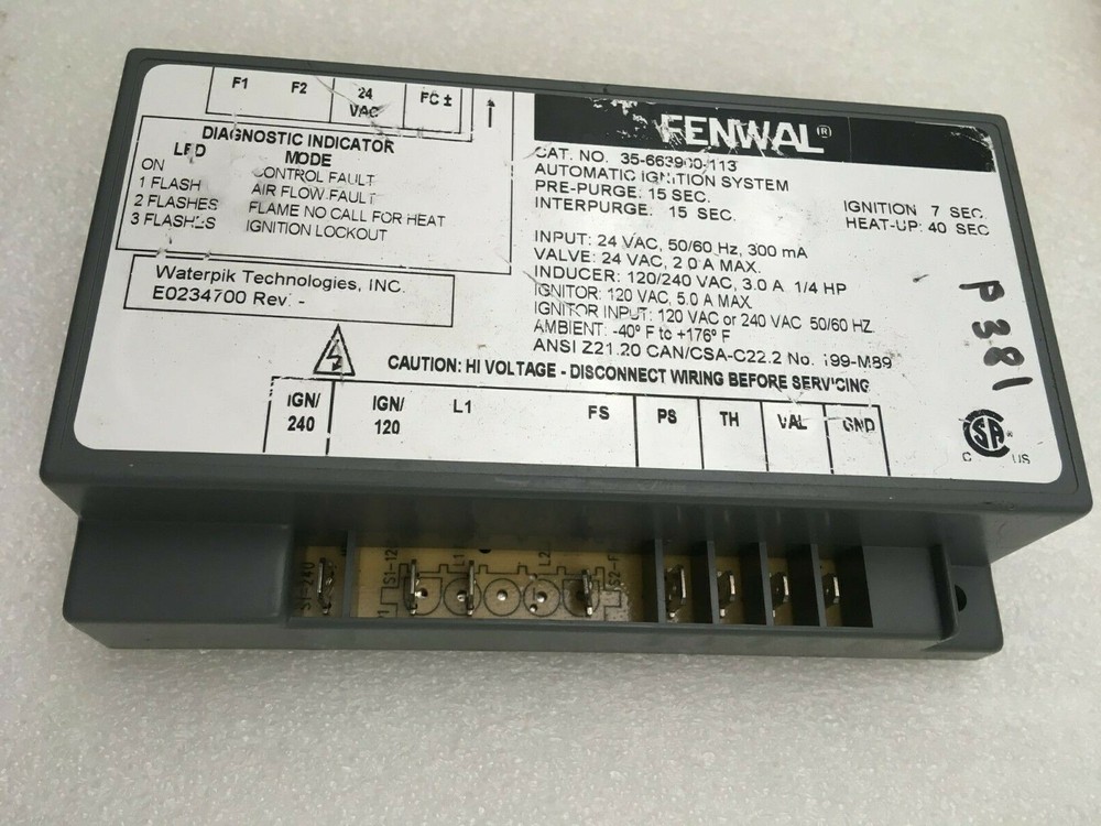 FENWAL 35-663900-113 Automatic Ignition System used FREE shipping #P380 #P381