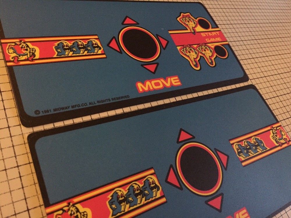 Ms Pacman Cocktail Laminated Control Panel Overlay Stickers (CPO)