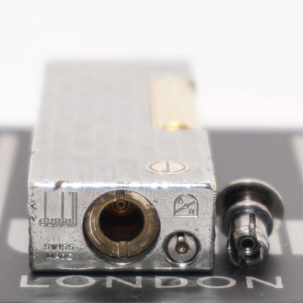 Dunhill Lighter oxidized silver Bambo Pattern-Ultrasonically Cleaned_Working