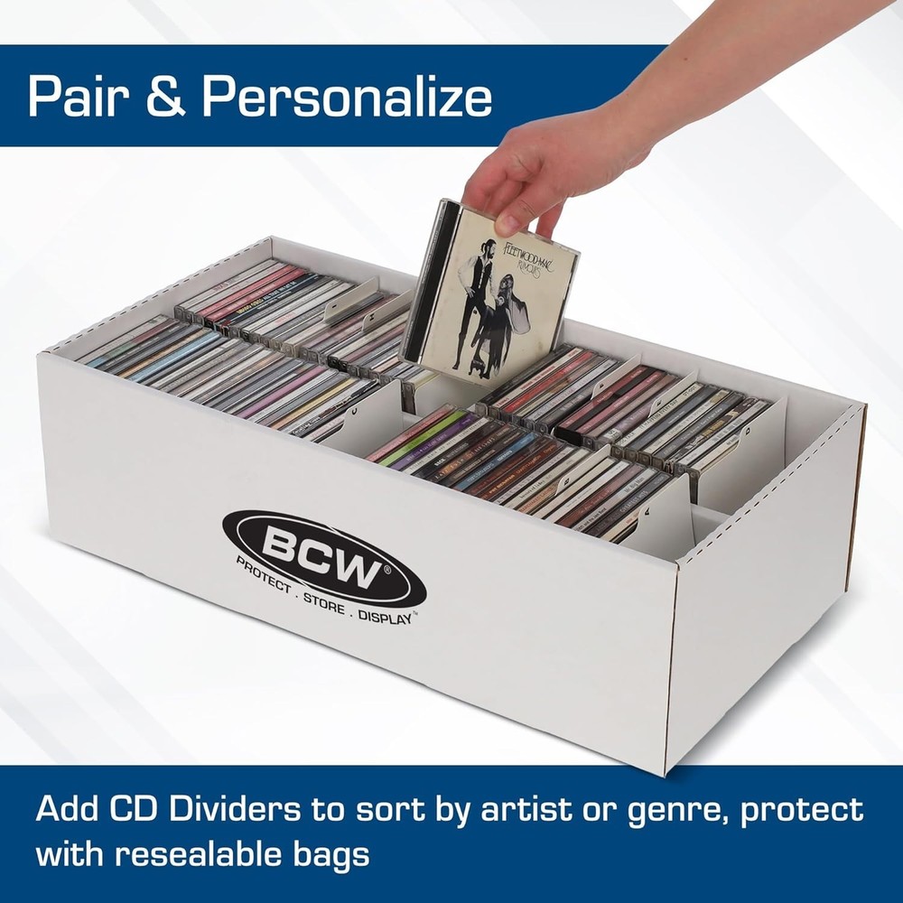 CD Storage Box with Lid - 3 Pack | Holds 100 Jewel Cases | CD Organizer Case wit