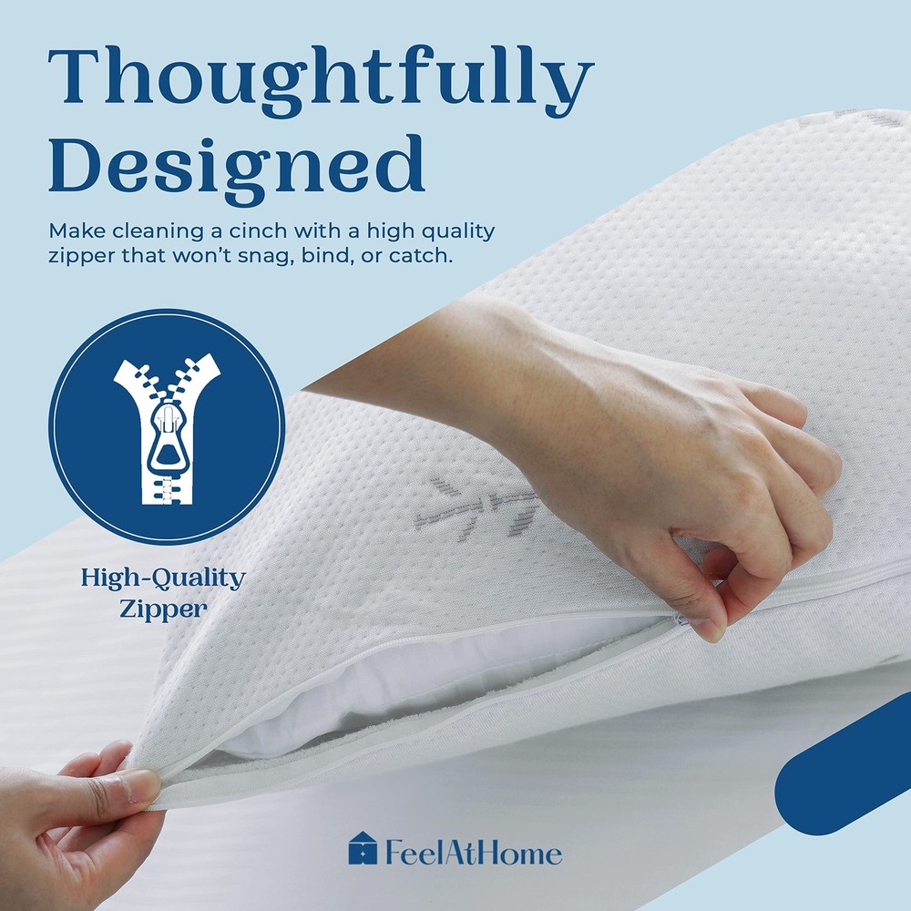 FeelAtHome 65% Polyester & 35% Rayon Derived from Bamboo Cooling Pillow Cover...