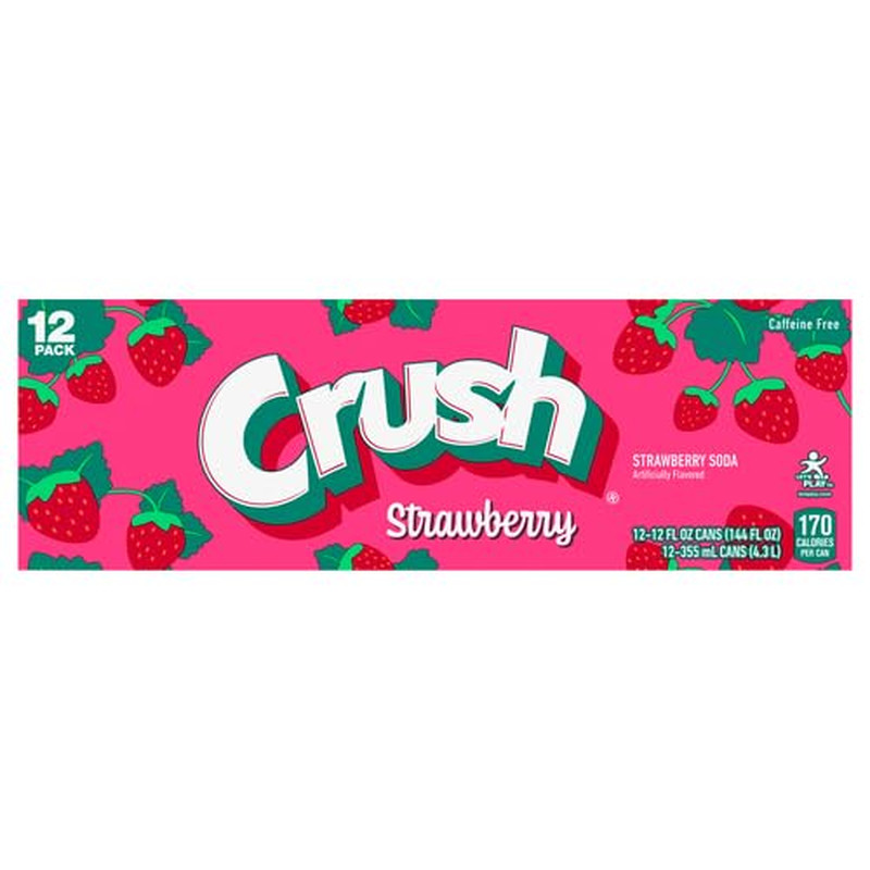 Crush Strawberry Soda, 12 Fl Oz, 12 Pack Cans