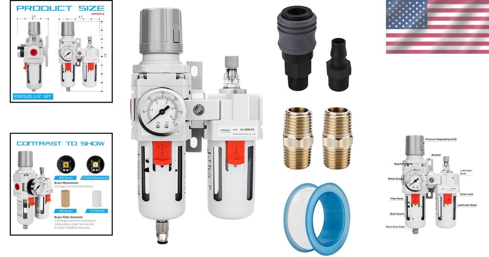 3/8" NPT Air Filter Regulator Lubricator Combo