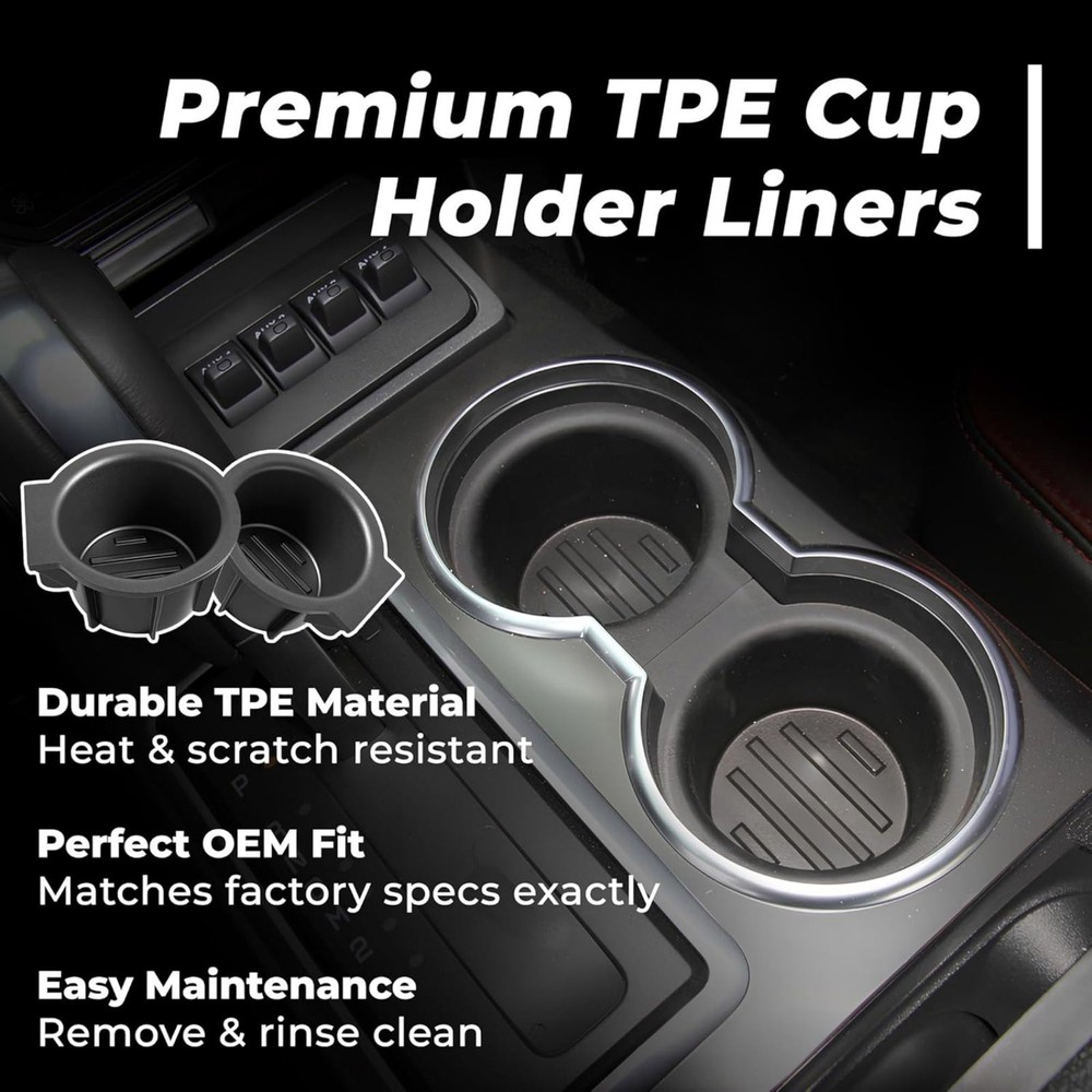 2X High Quality Cup Holder Insert For Ford F150 Flow Through Console 2009-2014