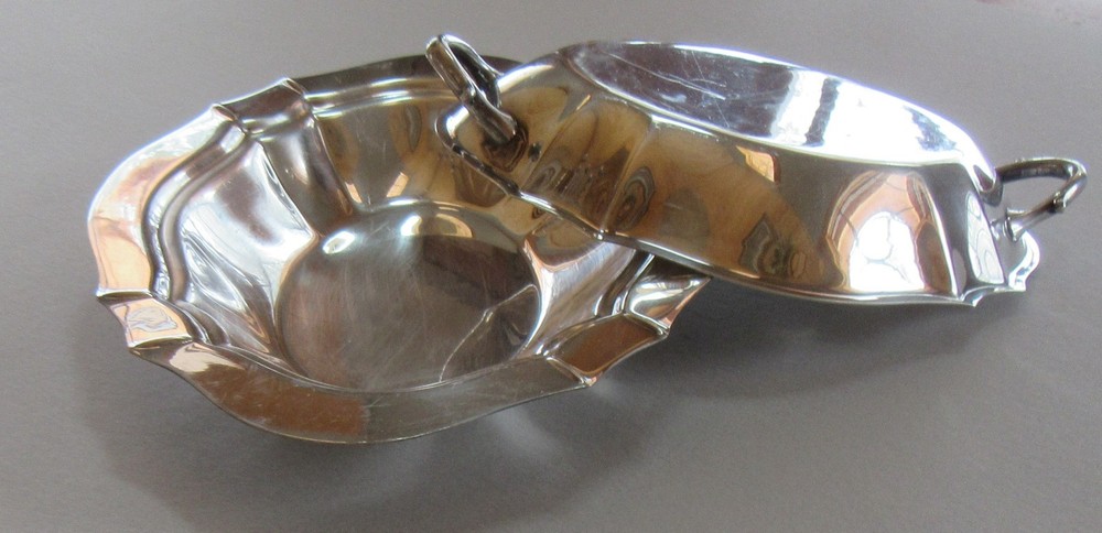 Vintage Silverplate Scalloped Serving Bowl with Lid
