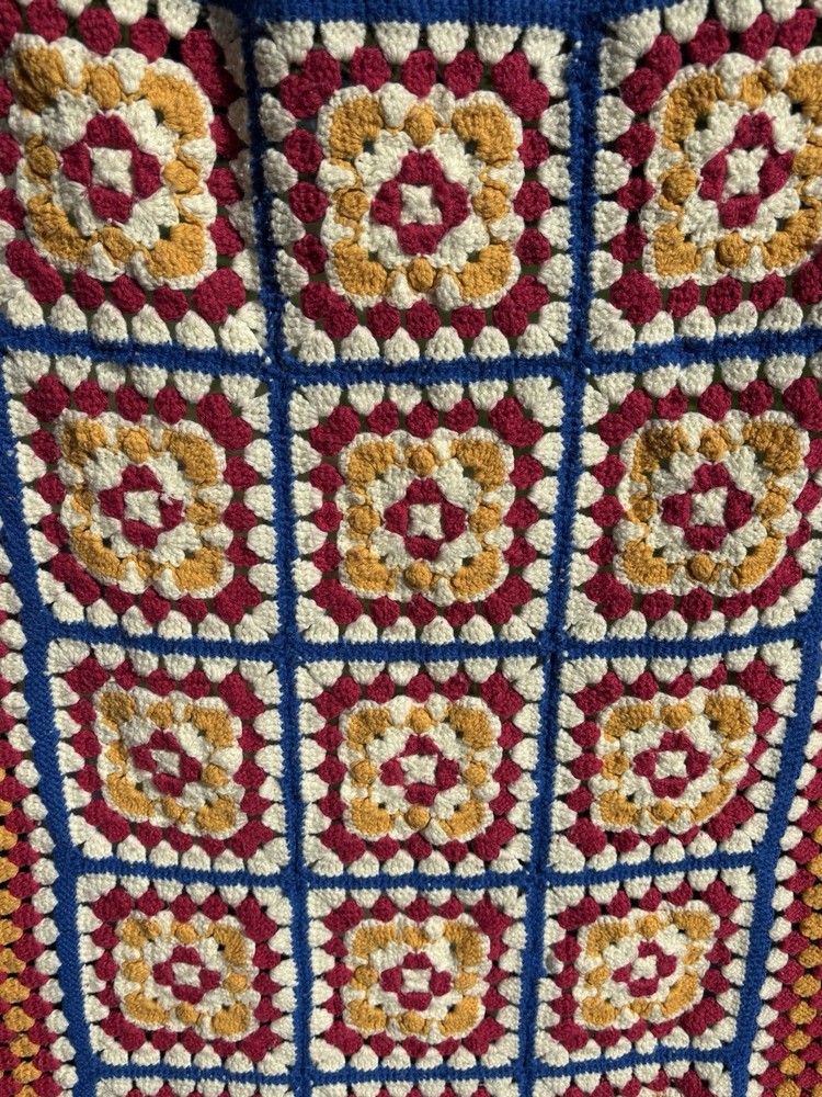 vintage granny square afghan blanket