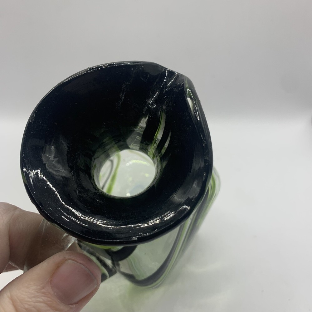 Hand Blown Swirl Glass Pitcher 5 Inch Single Finger Loop