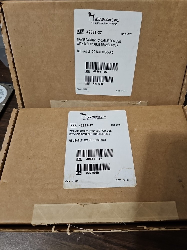 2x ICUMedical Transpac IV 15' Cable 42661-27