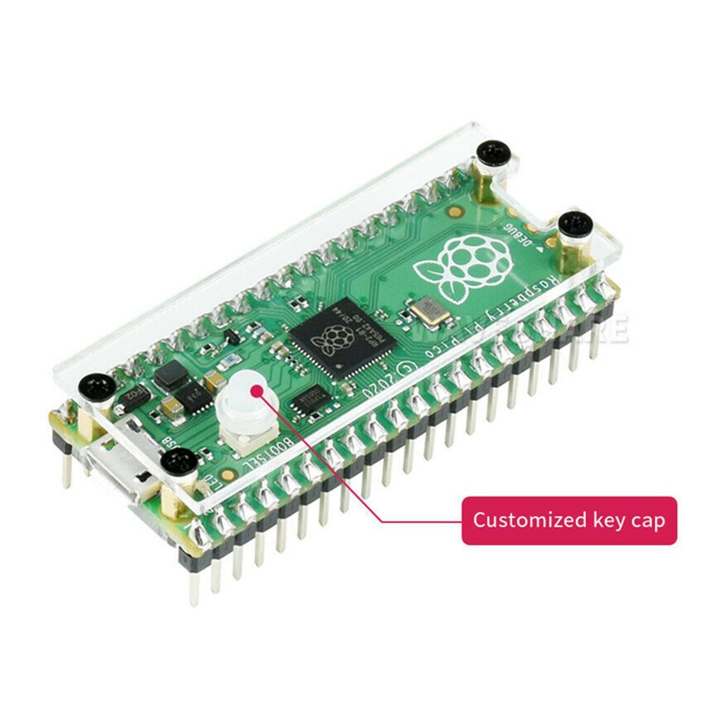 Clear Acrylic Top&Bottom Panel Case With Customs Key Cap for Raspberry Pi Pico H