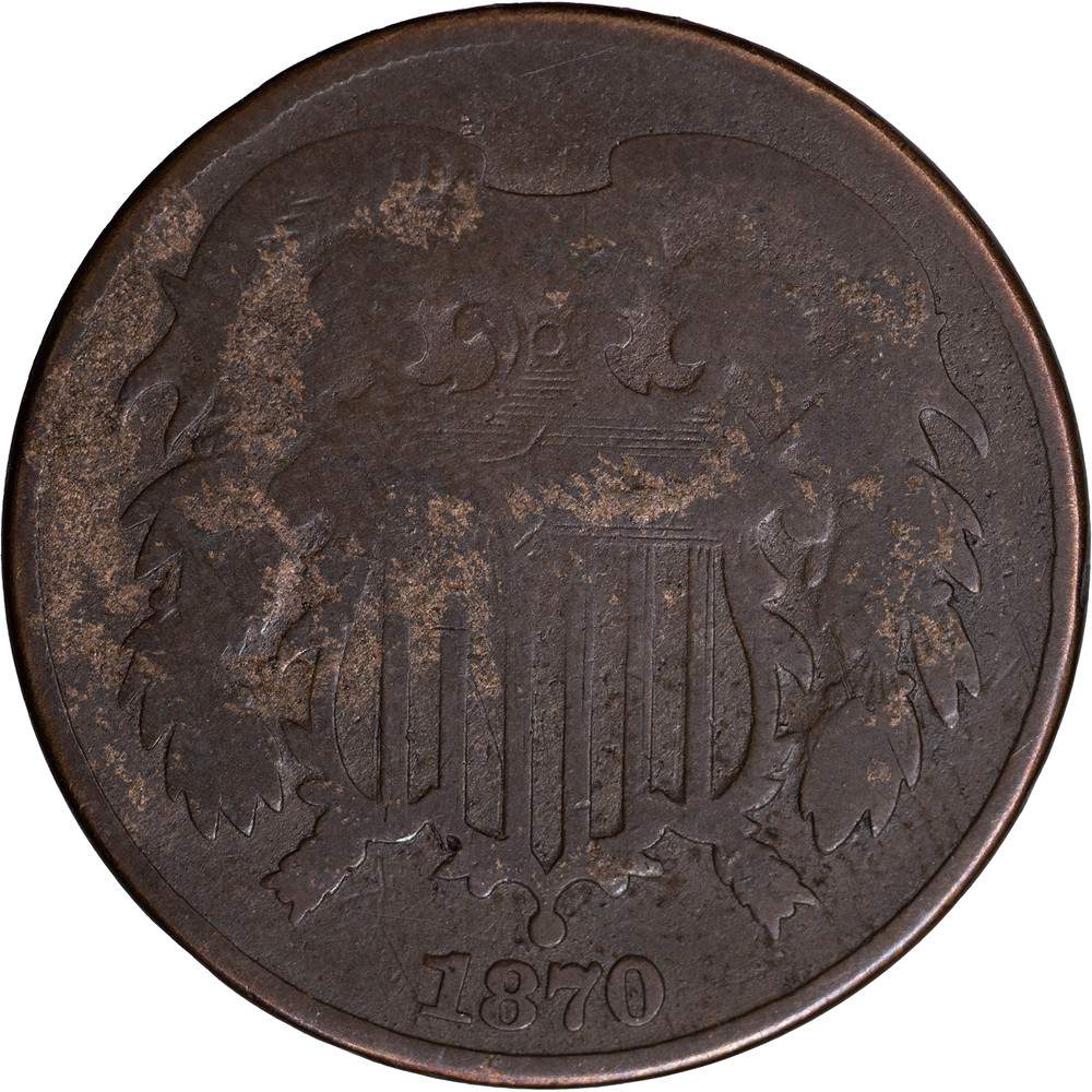 1870 Two Cent Piece ~ Good Details