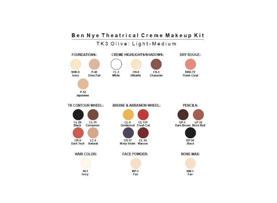 Ben Nye Theatrical Professional Makeup Kit TK-4 Olive: Medium Deep