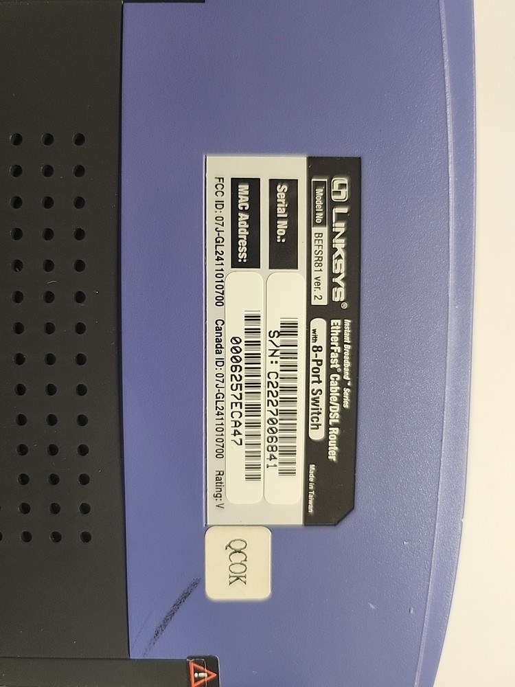 Linksys BEFSR41 EtherFast Cable/DSL Router w/Power Supply TESTED