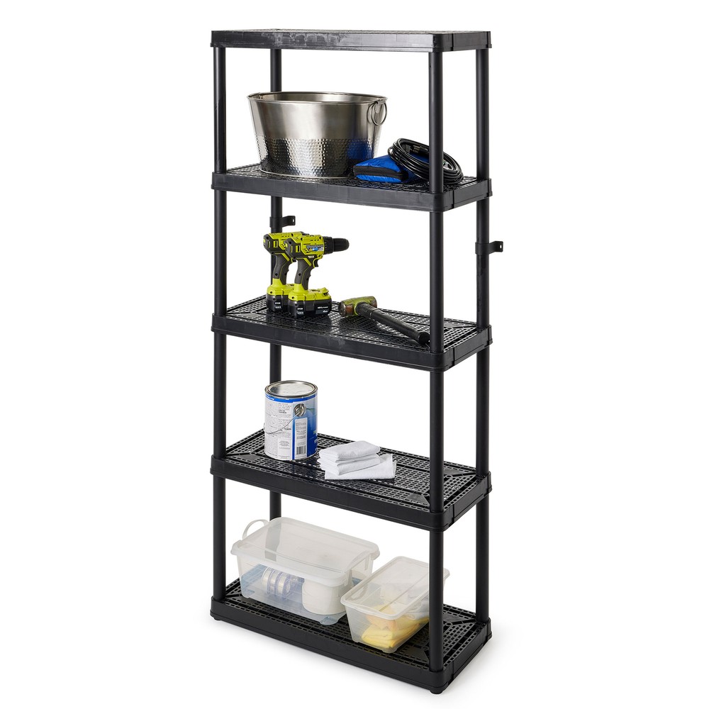 Gracious Living 5 Shelf Ventilated Medium Duty Storage Unit, Black (2 Pack)