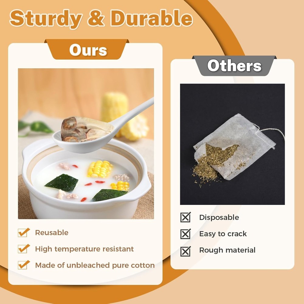 Muslin Bags Drawstring Reusable Tea Spice Cooking Sachet