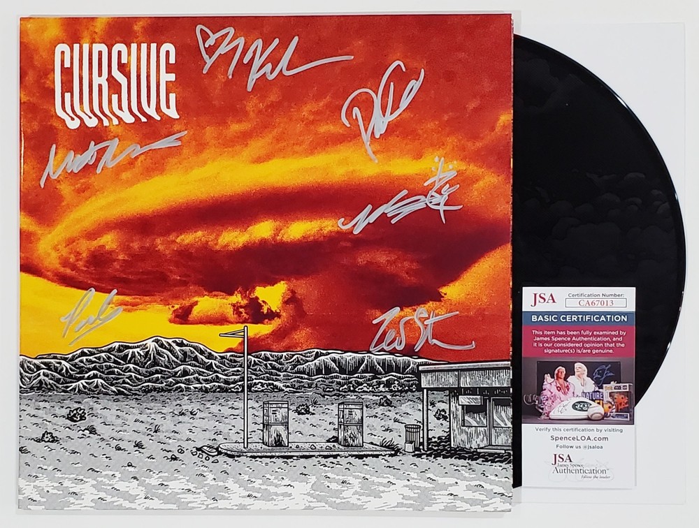 CURSIVE BAND SIGNED DEVOURER VINYL LP RECORD ALBUM W/JSA CERT GET FIXED