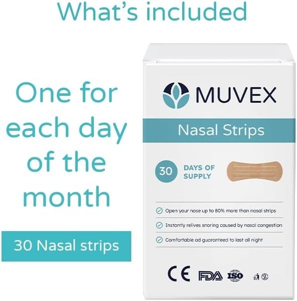 Extra Strong Hypoallergenic Nasal Strips – 30 Count Anti-Snoring Solution