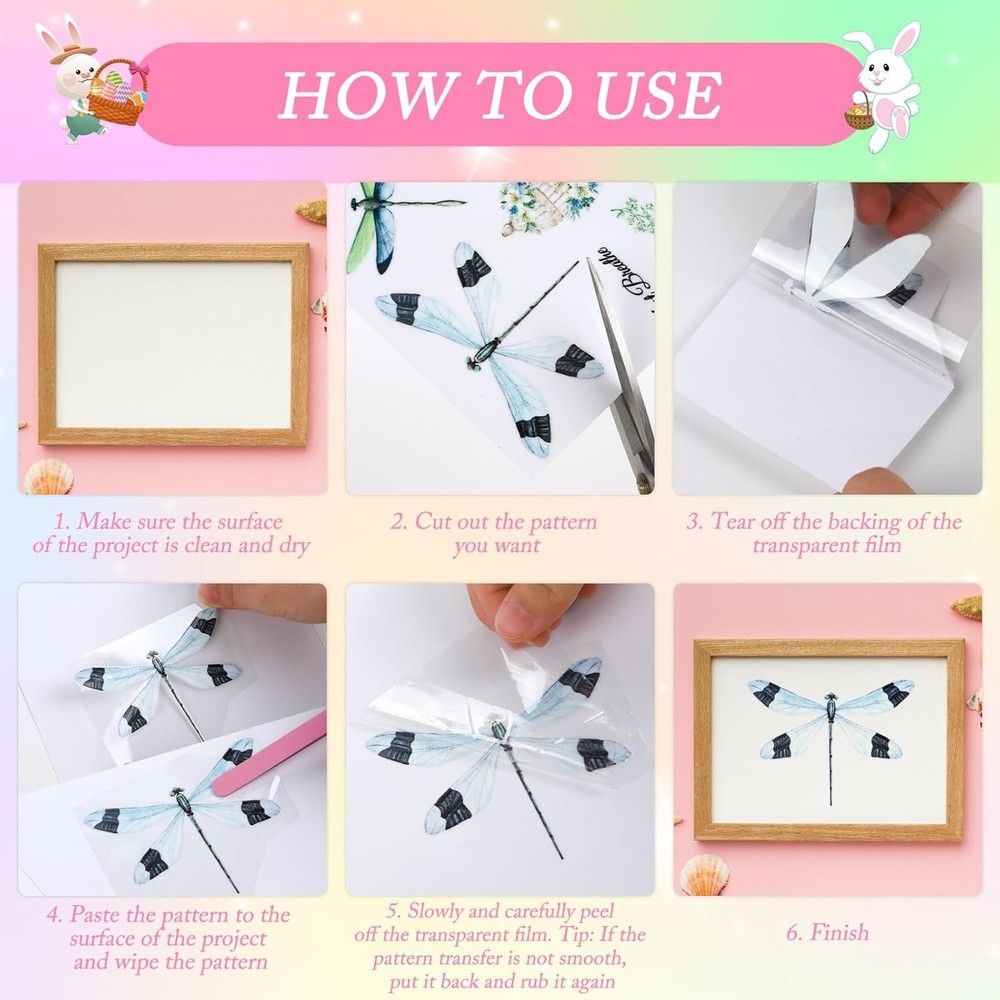 Easter Rub-On Transfer Decals - 12 Sheets for Spring Craft Decor