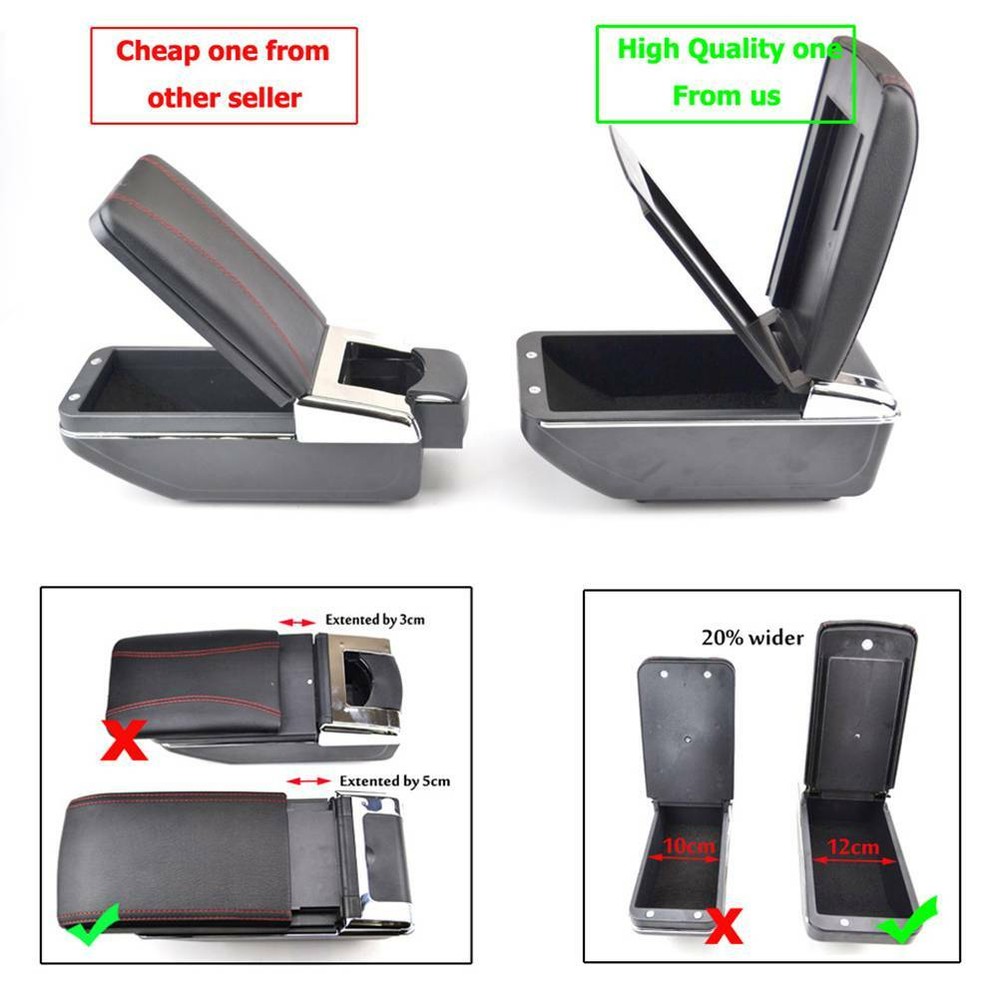 For 2002-2008 Honda Fit/Jazz Leather Central Console Armrest Storage Compartment