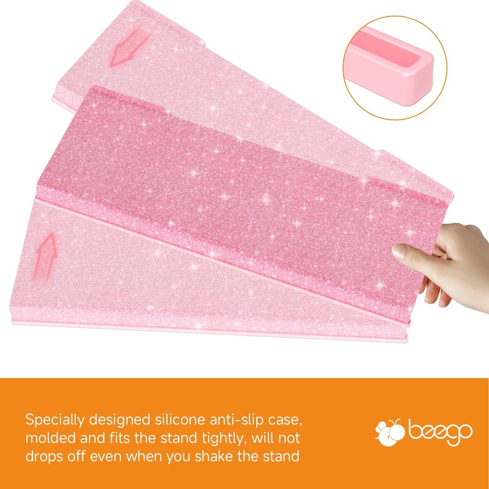 Ergonomic Computer Keyboard Stand - Glitter Pink Acrylic Keyboard Riser Tilte...