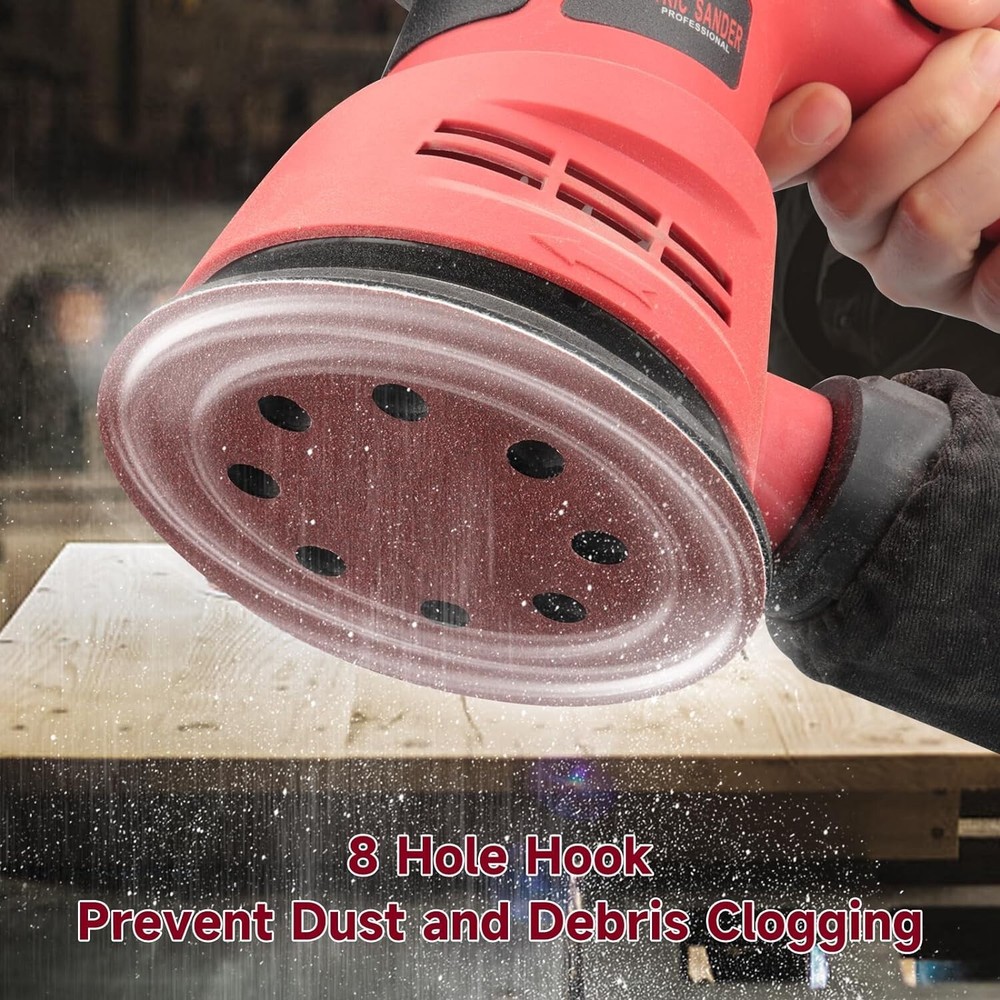 8-Hole 5" 400 Grit Sanding Discs - 100 Pack Hook & Loop for Clean Workspaces