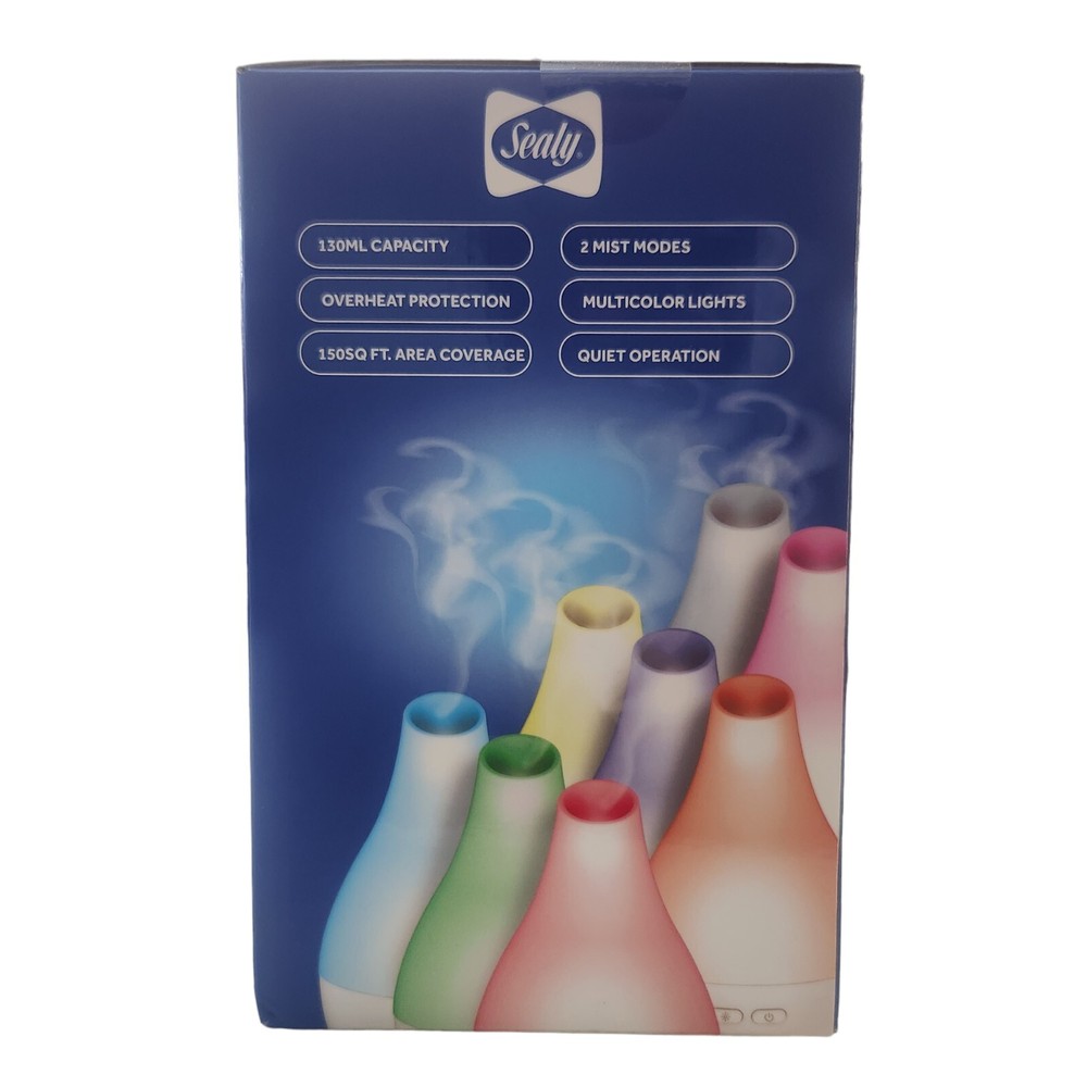 Sealy Light-Up Humidifier Multicolor Aroma Diffuser 2 Mist Modes Quiet Operation