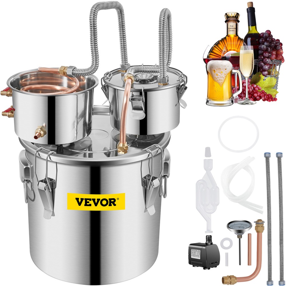 VEVOR 8Gal Home Use Moonshine Still Brewing Stainless Steel Alcohol Double Keg