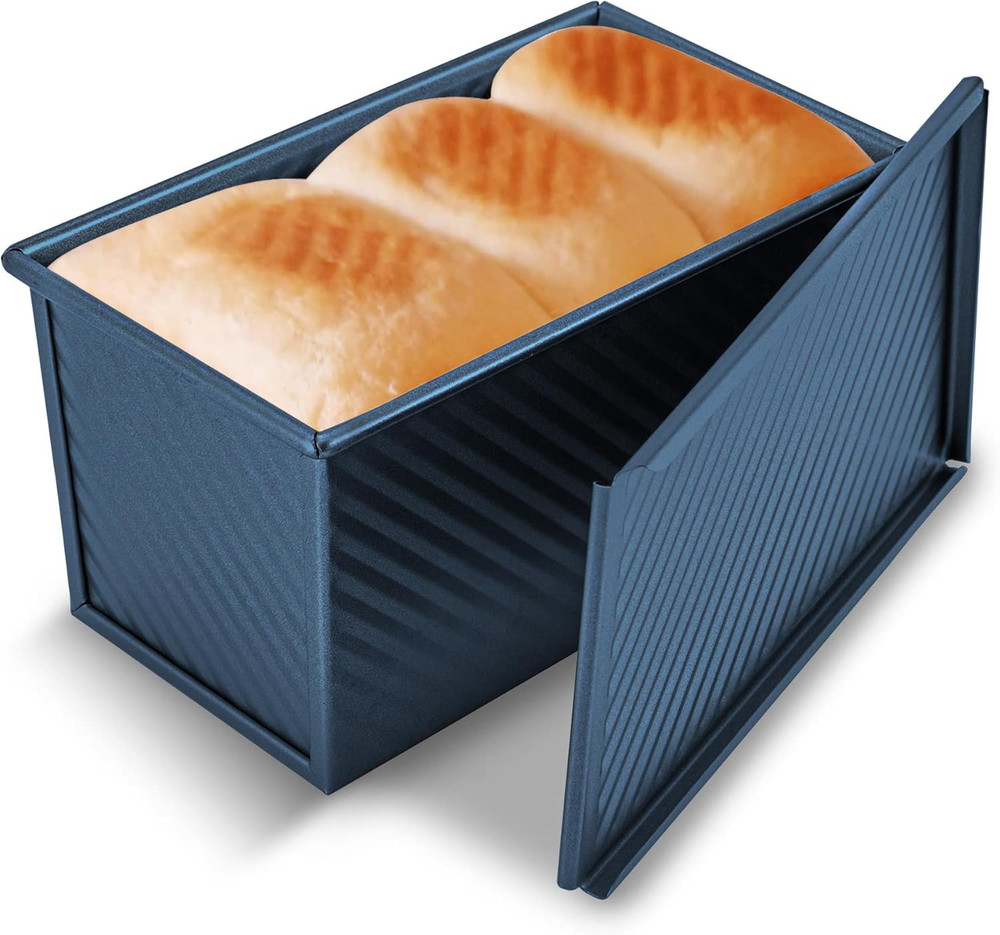 Pullman Loaf Pan with Lid, 1 Lb Dough Capacity Non-Stick Bakeware for Baking Bre