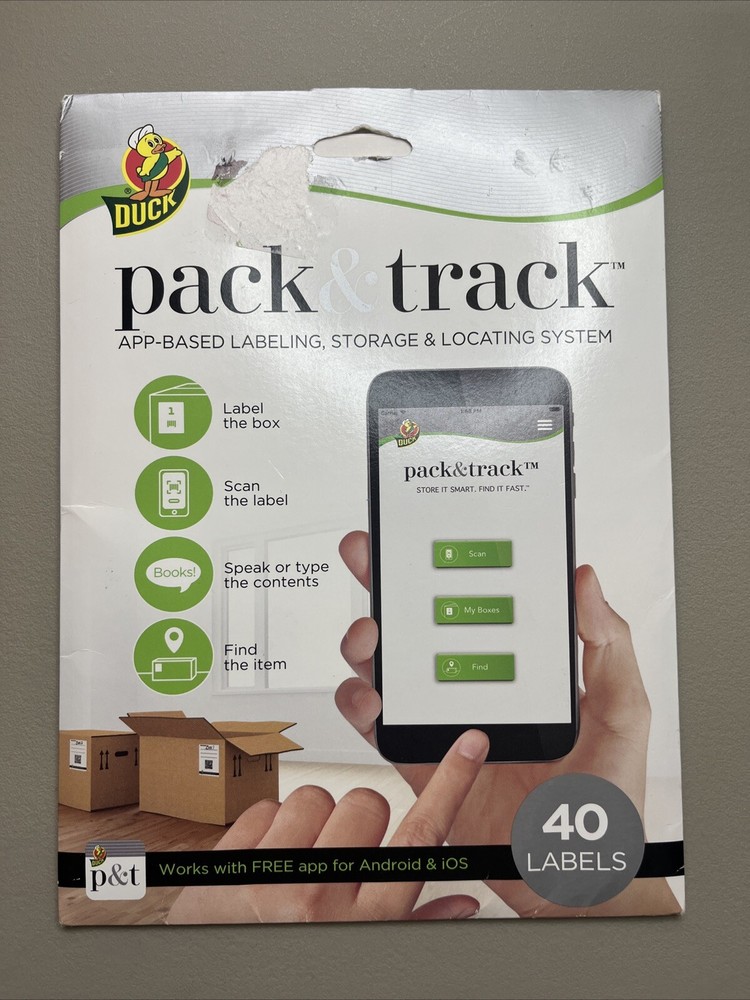 Duck Brand Pack & Track App-Based Labeling System 40 Labels NEW SEALED QR Code