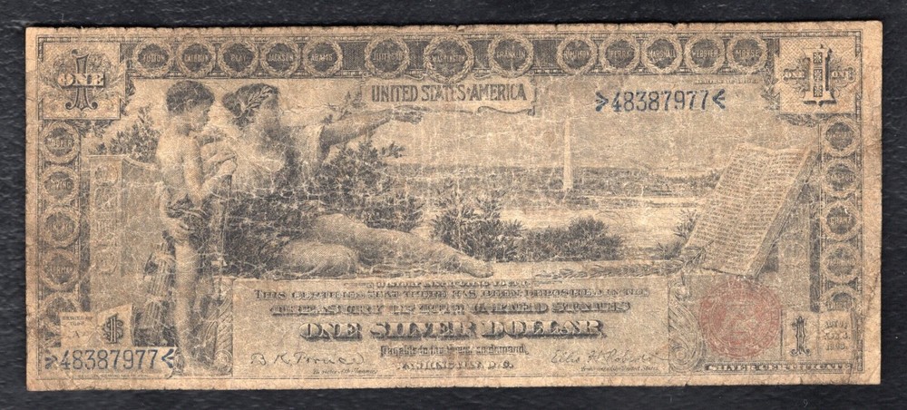 FR. 225 1896 $1 ONE DOLLAR “EDUCATIONAL” SILVER CERTIFICATE CURRENCY NOTE
