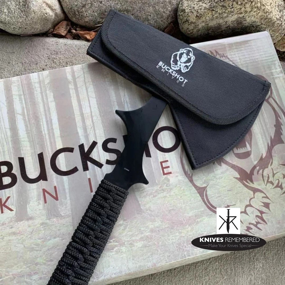 Personalized Tomahawk, Engraved Axe, Buckshot Single Edge Tomahawk Axe w/ Sheath