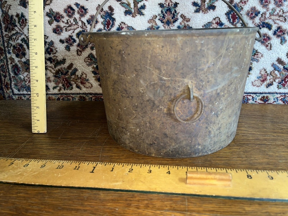 Antique Heavy Iron Cauldron Bucket
