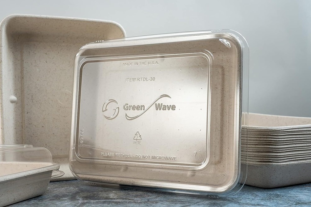 Green Wave RTDL-30 30 Oz Repurpose Clear Rectangular PET Dome Lid, 200/CS