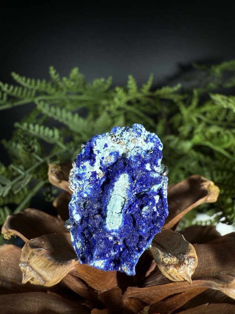 Azurite Ring Jewelry, Unique handmade crystal ring，Adjustable Ring