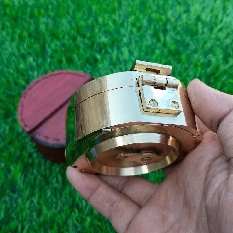 Compass 100% Working Brass Brunton Pocket Transit Compass With Leather Case